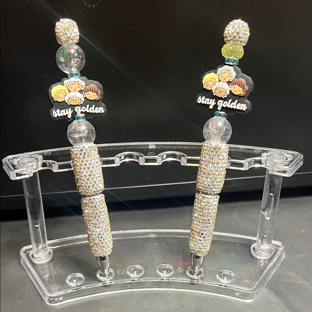 Rhinestone Ballpoint Pens with Stay Golden Charm